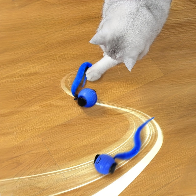 Interactive Cat Toy for Indoor Cats, Speedy Ball with Tail, Automatic Moving Cat Balls for Bored Indoor Adult Cats, 360°Automatic Rolling Ball Toy, Two Speed Adjustment, Cat Entertainment, Engaging Cat Plaything, Fun Cat Acc