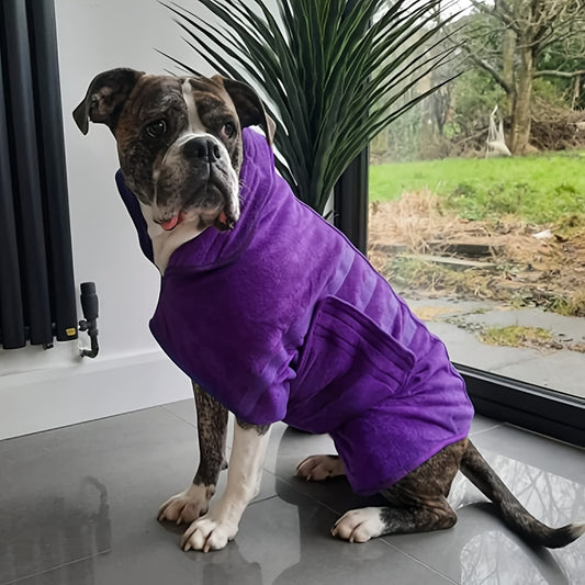 [Quick-Dry Dog Drying Coat] Super Absorbent Quick-Dry Dog Drying Coat - Warm-Keeping Bathrobe with Full Body Coverage & Hood, Multiple Colors (Purple, Blue, Green, Yellow, Red), Durable Fabric for Efficient Water Absorption &
