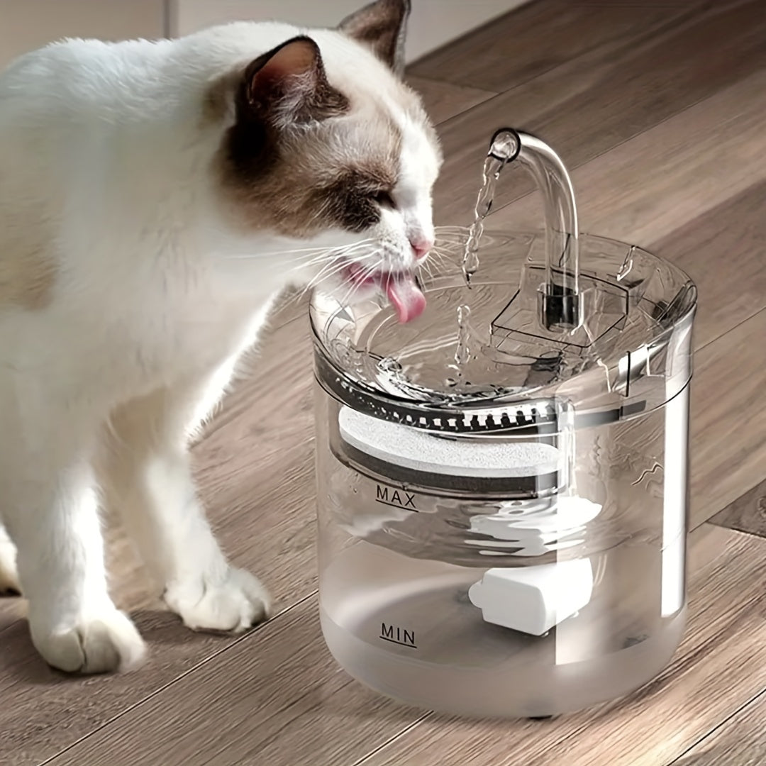 60.87oz Smart Cat Water Dispenser with Faucet, Dog Water Dispenser, Transparent Water Dispenser, Pet Water Filter Feeder