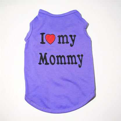 1pc Breathable Pet Vest for Summer Parties - Adorable 'I Love My Daddy/Mommy' Graphic Design for Dogs and Cats