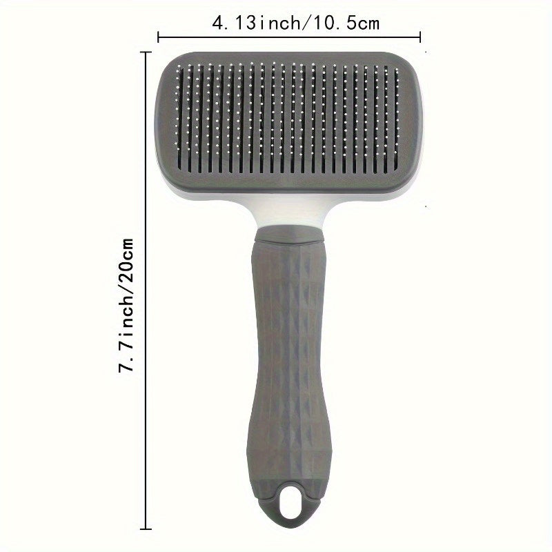 1pc Easy-Clean Dog & Cat Grooming Brush with One-Click Hair Removal, Plastic Handle & Gentle Massage Comb for Loose Fur - Detangling for All Pets, Dog Grooming Tools, Pet Care Accessory, Ergonomic Pet Accessory, Durable Pet P