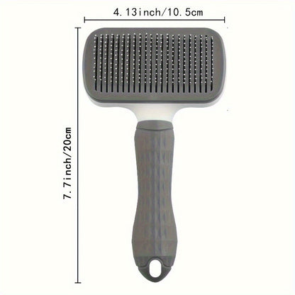 1pc Easy-Clean Dog & Cat Grooming Brush with One-Click Hair Removal, Plastic Handle & Gentle Massage Comb for Loose Fur - Detangling for All Pets, Dog Grooming Tools, Pet Care Accessory, Ergonomic Pet Accessory, Durable Pet P