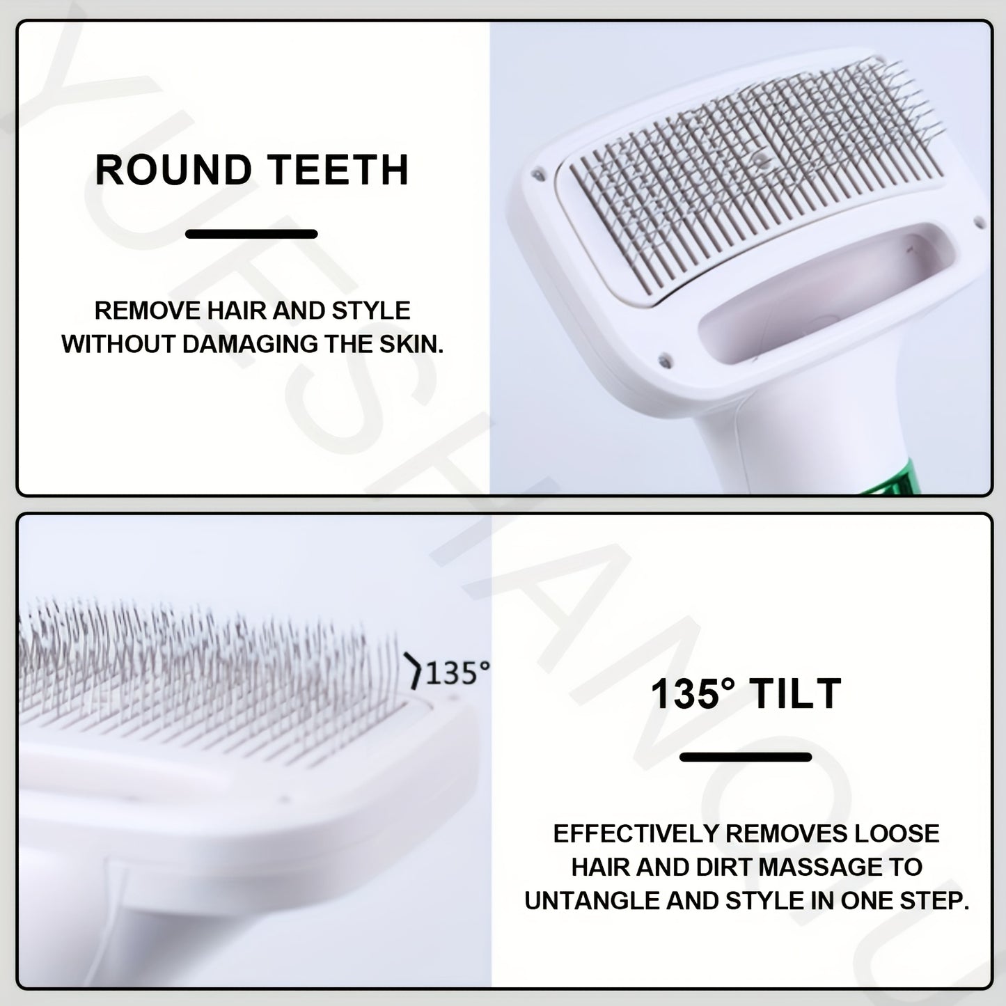 2-in-1 Pet Hair Dryer and Grooming Brush with 3-Speed Temperature Control, Quiet Operation for Dogs After Bathing, White with Green Accents, Plastic Material, Ideal for Wet or Dry Pet Care, Dog Grooming