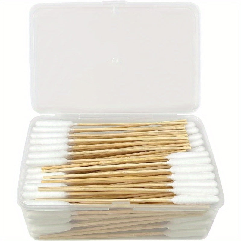 200pcs 6-Inch Long Bamboo Pet Swabs with Soft White Cotton Tips - Gentle Ear Cleaning for Dogs & Cats, Ideal for Home Use, Pet Grooming Supplies, Pet Care Essentials, Simple Design, Durable Construction