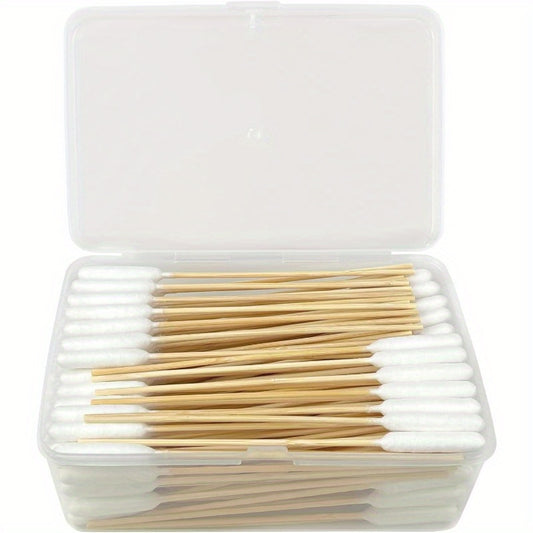 200pcs 6-Inch Long Bamboo Pet Swabs with Soft White Cotton Tips - Gentle Ear Cleaning for Dogs & Cats, Ideal for Home Use, Pet Grooming Supplies, Pet Care Essentials, Simple Design, Durable Construction