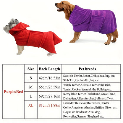 [Quick-Dry Dog Drying Coat] Super Absorbent Quick-Dry Dog Drying Coat - Warm-Keeping Bathrobe with Full Body Coverage & Hood, Multiple Colors (Purple, Blue, Green, Yellow, Red), Durable Fabric for Efficient Water Absorption &