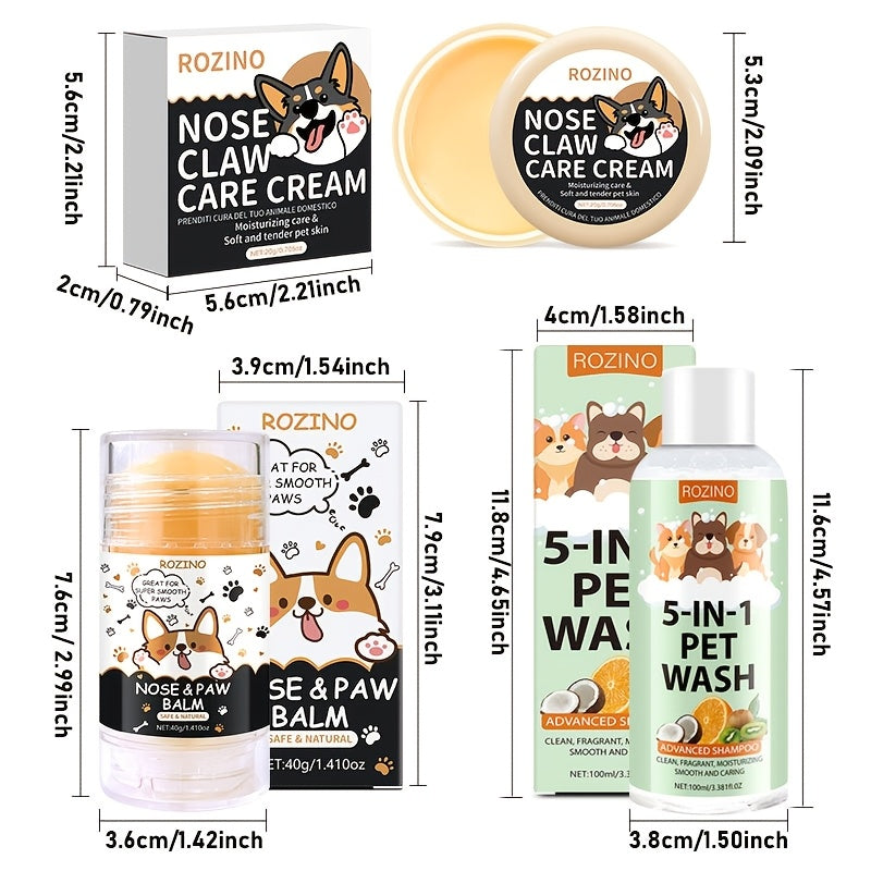 [Moisturizing Pet Care] 3pcs Pet Shower Gel Tear Cream Moisturizing Care Stick Set - Deeply Moisturizes Hair, Provides Long-Lasting Hydration - Bids Farewell to Roughness, Dryness, and Dust, Gently Cares for Pets, and Keeps P