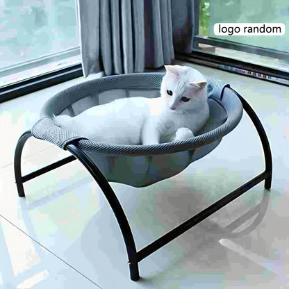 Alloy Steel Cat Hammock Bed, Free-Standing Pet Sleeping Bed, Easy Assembly, Washable, Stable Structure, Excellent Breathability, Indoor/Outdoor Use, Detachable Design for Cats