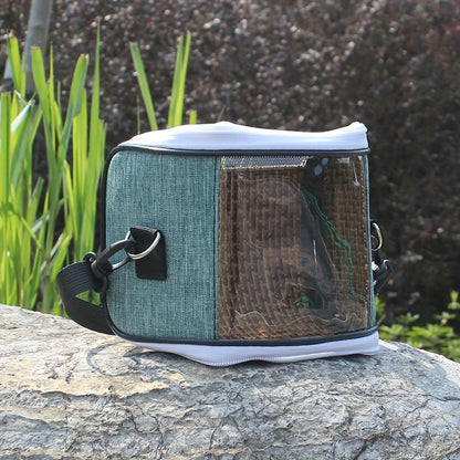 Portable Pet Bird Carrier Bag for Parrots - Durable Oxford Fabric, Transparent & Blue with Zip Closure and Handle, Ideal for Outdoor Training and Travel, Parrot Accessories