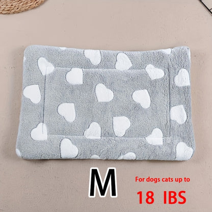 All-Season Dirt-Resistant Rectangular Pet Blanket - Comfortable Dog Paw Heart Print Pet Bed, 1pc