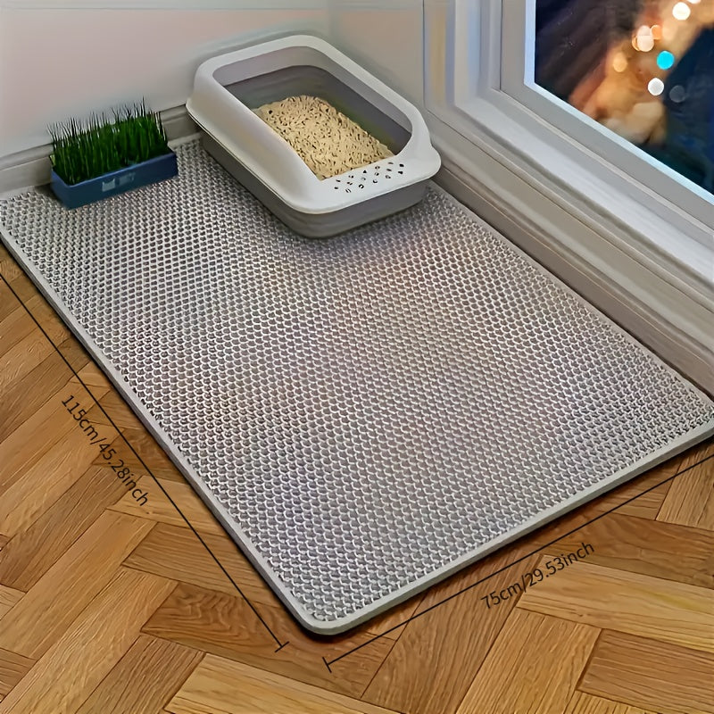 [Non-Slip Cat Litter Mat] Non-Slip Extra-Large Cat Litter Mat | Honeycomb Design, EVA Material, Leakproof & Easy to Clean, Multi-Color Options, Ideal for Home Pet Care, Litter Box Accessory, Durable Pet Mat