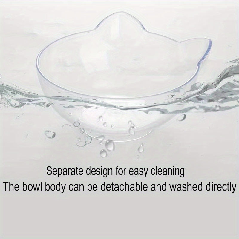 Elevated Pet Inclined Food Bowl Water Bowl, Transparent Plastic Cat Dish Bowl For Pet Cervical Spine Protection