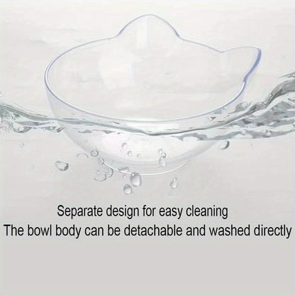 Elevated Pet Inclined Food Bowl Water Bowl, Transparent Plastic Cat Dish Bowl For Pet Cervical Spine Protection