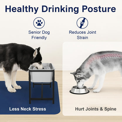 Upgraded Heavy-Duty Elevated Large Dog Water & Bowl - 3.6 Gallon Stainless Steel Feeding Station with Low-Slung Neck, Sturdy Metal Frame for Mastiff, German Shepherd,, Newfie - Indoor/Outdoor Use, Design, Water Bowls For Larg