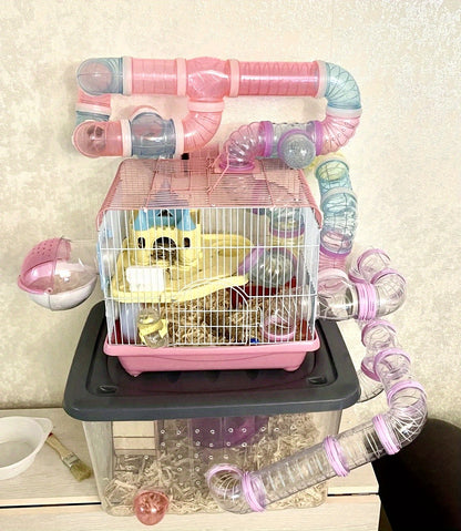 8pcs/set DIY Hamster Tunnel Toy Pet Rats Sports Training Pipeline Transparent Runway Toy Pet Hamster Game For Small Animal Accessories Mice Creative DIY Colorful Hoop Tubes Diam 2.17inch
