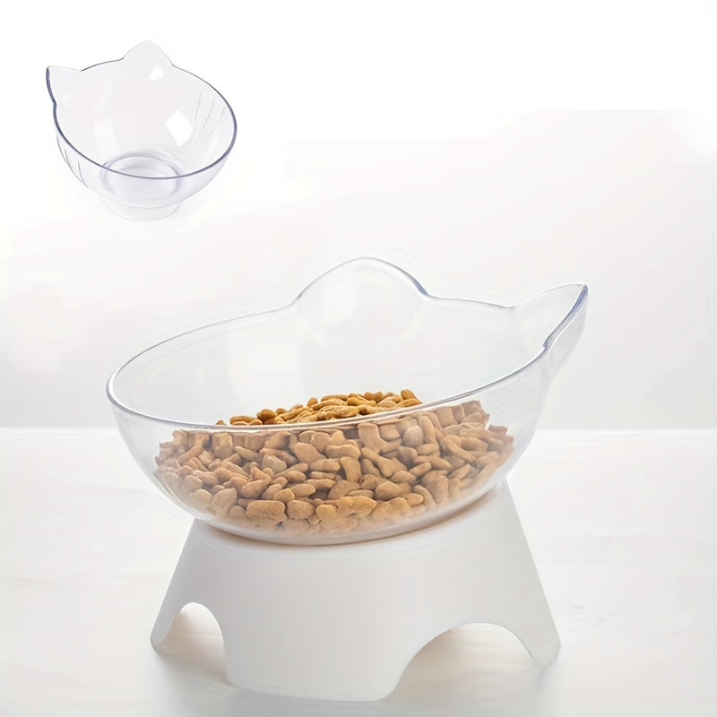 Elevated Pet Inclined Food Bowl Water Bowl, Transparent Plastic Cat Dish Bowl For Pet Cervical Spine Protection