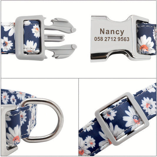 Personalized Pet Collar - Custom Engraved Nylon Dog Collar for Small Large Dogs, Cats, and Puppies with Name, Phone ID, and Adjustable Buckle - Durable, Waterproof, and Easy to Clean Basic Collar