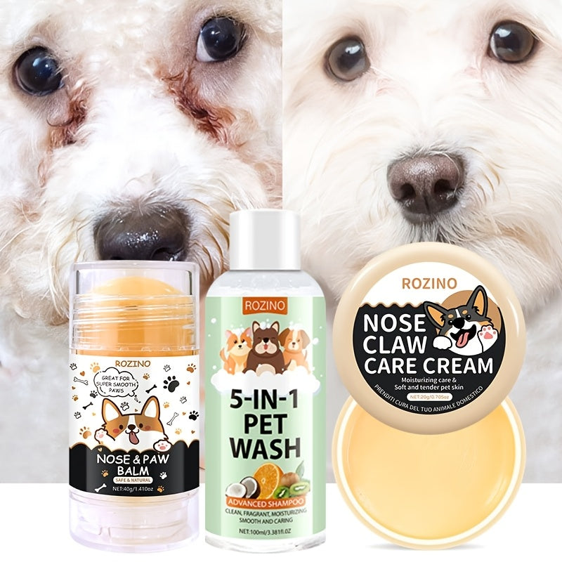 [Moisturizing Pet Care] 3pcs Pet Shower Gel Tear Cream Moisturizing Care Stick Set - Deeply Moisturizes Hair, Provides Long-Lasting Hydration - Bids Farewell to Roughness, Dryness, and Dust, Gently Cares for Pets, and Keeps P