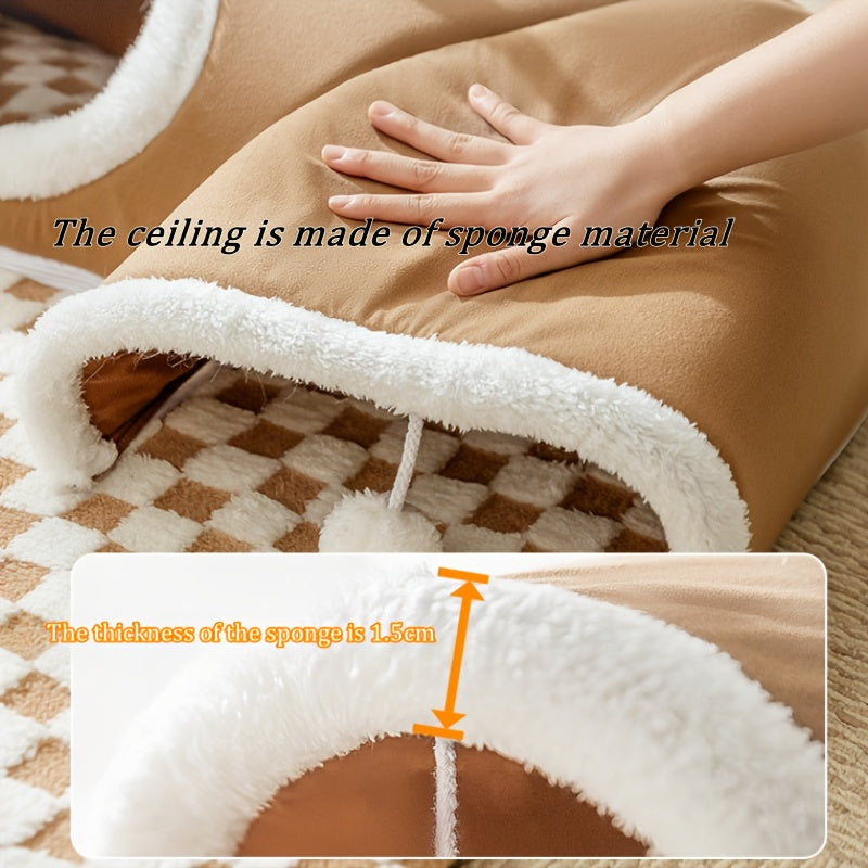 Cat Tunnel Cat Nest Small Pet Tunnel Small Pet Nest Elk Pet Nest Hide and Seek Toy Cat Tunnel Play Sleep Integrated Bear Shaped Tunnel Cat Nest Pet Nest Warm Nest Rabbit Hamster Tunnel Nest