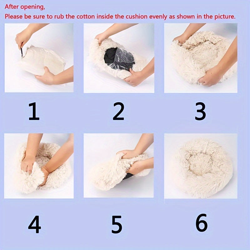 Ultra-Soft Plush Round Pet Bed - Luxurious Sleeping Haven with Warmth and Comfort for Dogs and Cats - Perfect for Cozy Naps and Snuggles