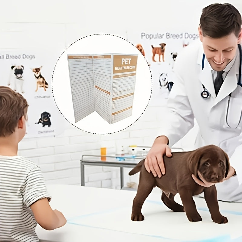 30-Pack Pet Health Record Sheets, Tri-Fold Vaccination & Information Sheets for Puppies & Cats, English Language, Paper Material, Durable Pet Care Documents