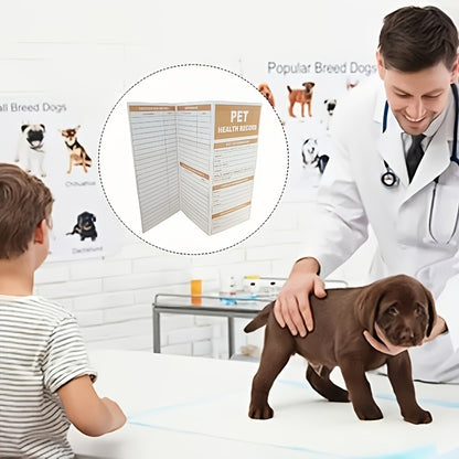 30-Pack Pet Health Record Sheets, Tri-Fold Vaccination & Information Sheets for Puppies & Cats, English Language, Paper Material, Durable Pet Care Documents