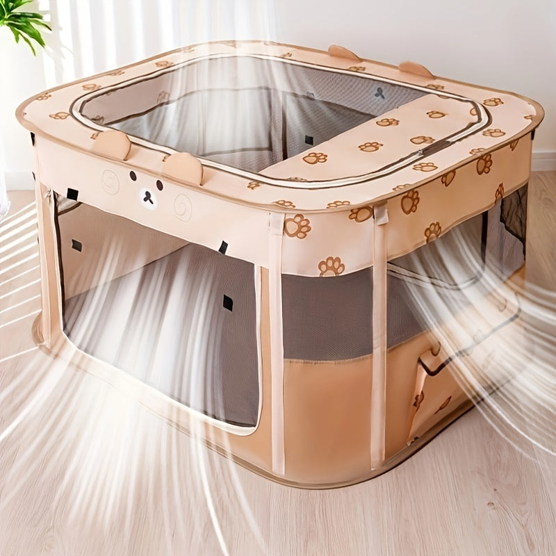 1pc Adorable Foldable Pet Playpen - Portable, Removable Zipper Top, Indoor & Outdoor Use, Spacious Cat Bed, Delivery Room, Easy Setup - Perfect for Dog and Cat Lovers