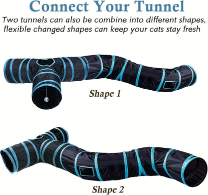 [Large Collapsible Cat Tunnel Play] Cat Tunnel For Indoor Cats Large With Play Ball 2/3/4/5 Way Collapsible Interactive Peek Hole Pet Tube Toys For Puppy, Kitty, Kitten, Rabbit
