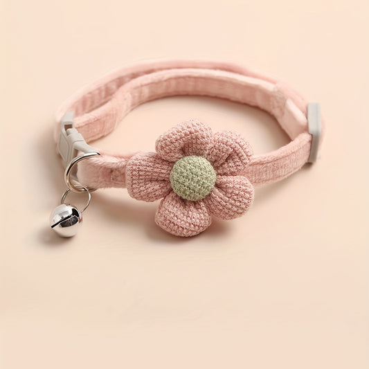 1pc Cute Dog Necklace with Flower Decor and Bell Strap - Pet Collars and Leads for Stylish Pups