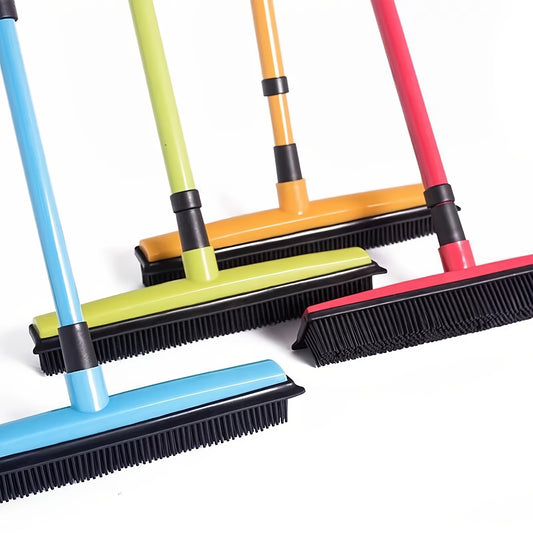 1pc Telescopic Pet Hair Remover Broom - Efficient Carpet Cleaner with Gentle Silicone Bristles - Flexible Handle for Dust & Hair Removal - Perfect Household Tool for Apartments, Dorms, and School Prep - Complete Cleaning Kit
