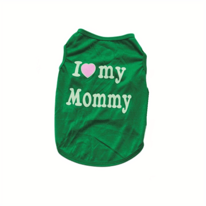 1pc Breathable Pet Vest for Summer Parties - Adorable 'I Love My Daddy/Mommy' Graphic Design for Dogs and Cats
