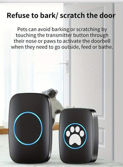 Wireless Pet Doorbell System - Easy Touch Training Aid for Dogs - 2 Receivers & Transmitters, High-Volume Chimes, Ideal for Indoor/Outdoor Use