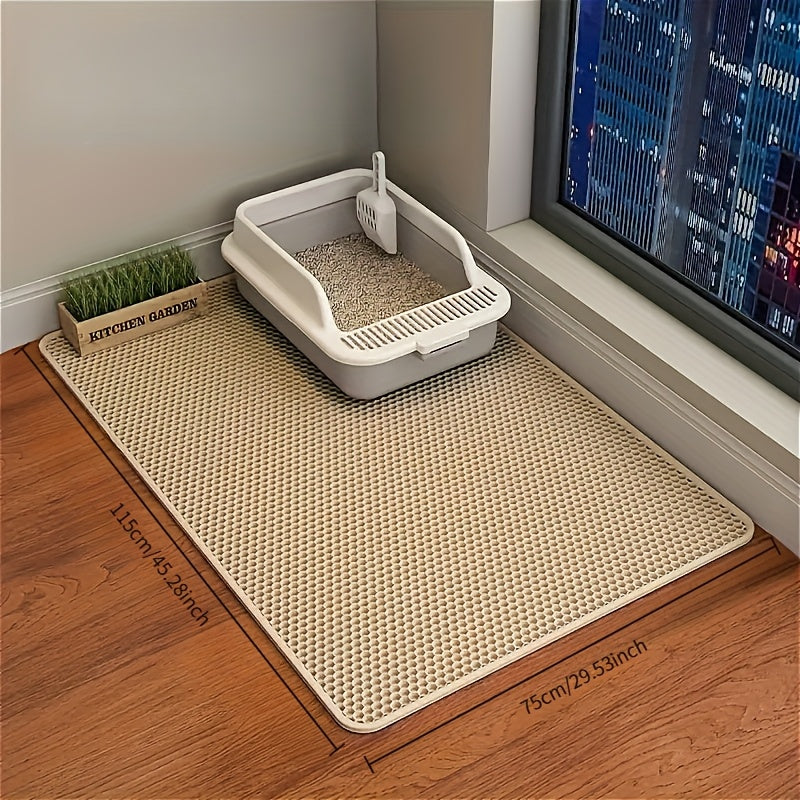 [Non-Slip Cat Litter Mat] Non-Slip Extra-Large Cat Litter Mat | Honeycomb Design, EVA Material, Leakproof & Easy to Clean, Multi-Color Options, Ideal for Home Pet Care, Litter Box Accessory, Durable Pet Mat