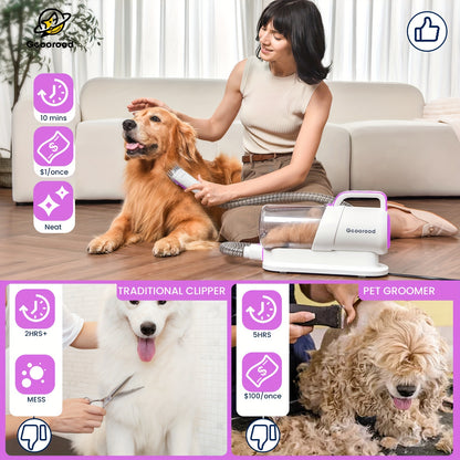 Dog Grooming Vacuum Kit with Pet Paws Grinding Tool, Electric Clipper And Dog Brush Work Quiet for Dogs And Cats At Home(purple), Pet Vacuum Grooming Kit, Dog Fur Vacuum, Dog Vacuum for Shedding Grooming, Pet Grooming Vacuum