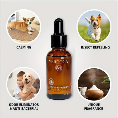 VERCOCA Cedar & Lavender Essential Oil for Dogs - Soothing, Calming Pet Care Solution