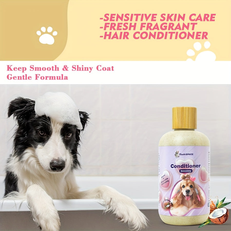 2pcs Pet Grooming Kit: Gentle Formula Shampoo & Conditioner For Dogs - Softens Fur, Cleanses & Cares, Nourishing Coconut Pet Care 3-in-1 Shampoo - Deep Cleans, Moisturizes, Itchy Skin Relief, Glossy Coat - Gentle & Safe For C