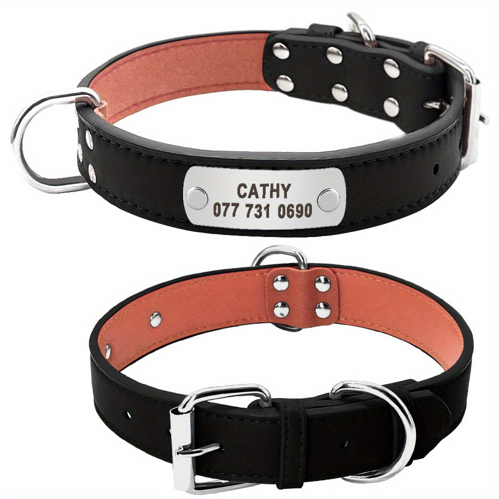 Custom Engraved Dog Collar with Personalized ID Tag - Durable Padded Pet Collar for Small, Medium & Large Dogs - Solid Pattern, Adjustable Fit, Secure Metal Hardware, Personalized Pet Accessory | Stylish Dog Collar | Durable