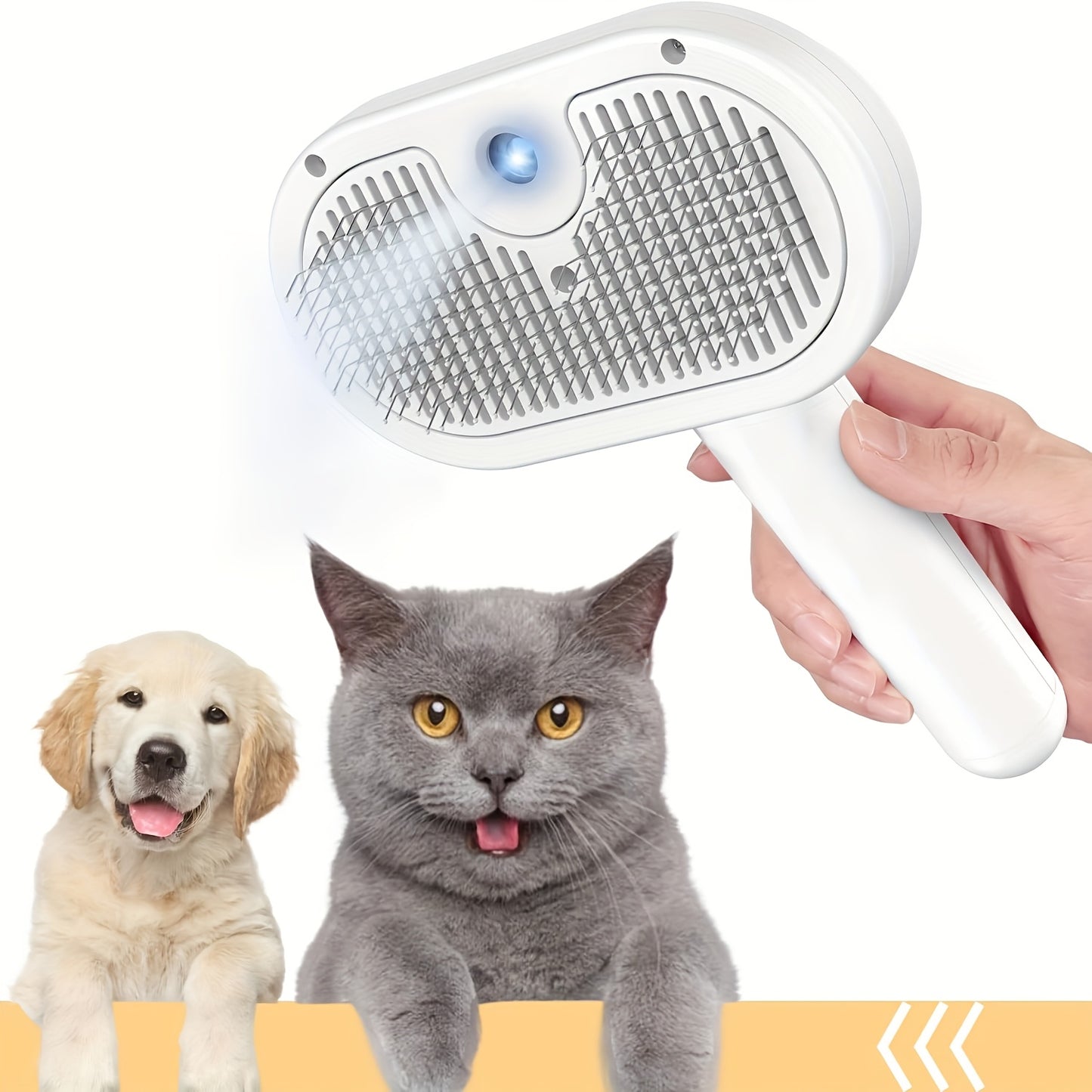 4-in-1 Cat Steam Brush with Self-Cleaning, Antistatic Shedding Spray Comb, Hair Removal, Massage Atomized Steam Beauty Brush for Dogs and Cats - Water Spray Demisting, Pet Care, White Professional Version, Cloud Pet Care