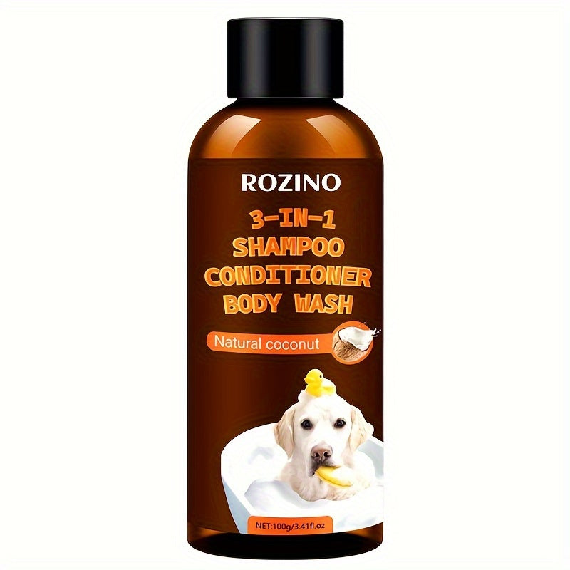 ROZINO Coconut Essence 3-in-1 Pet Shampoo & Conditioner Body Wash - Gentle Cleansing, Soothing Skin Care for Dogs and Cats, Natural Formula with Coconut Milk Extract, Safe for All Breeds, Pet Grooming Essentials | Coconut Sce