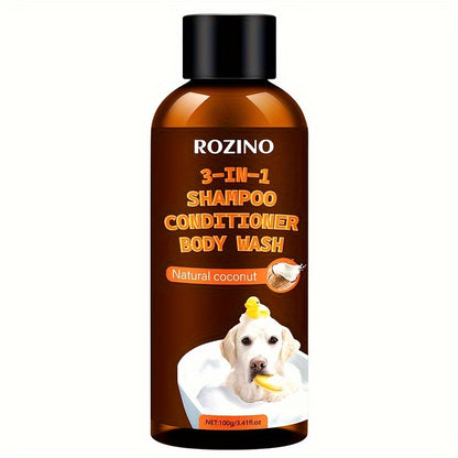 ROZINO Coconut Essence 3-in-1 Pet Shampoo & Conditioner Body Wash - Gentle Cleansing, Soothing Skin Care for Dogs and Cats, Natural Formula with Coconut Milk Extract, Safe for All Breeds, Pet Grooming Essentials | Coconut Sce