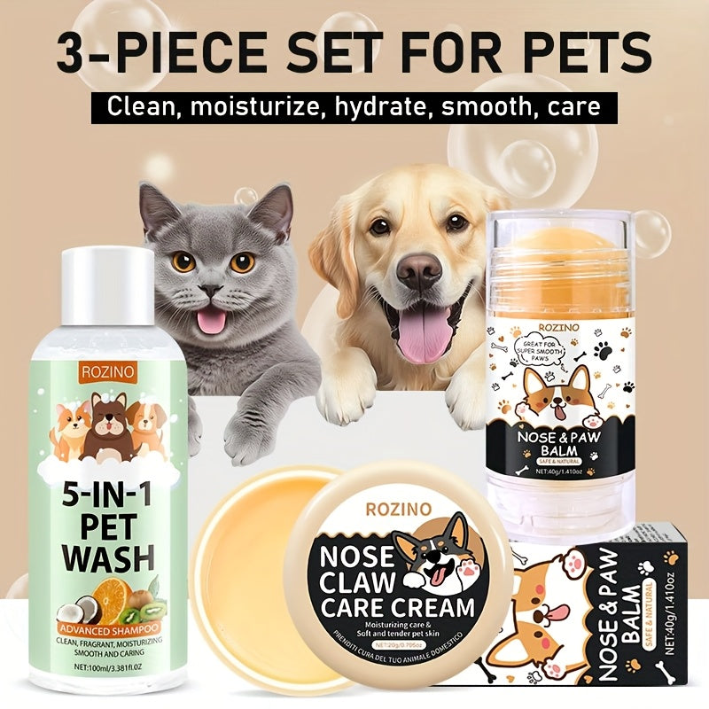 [Moisturizing Pet Care] 3pcs Pet Shower Gel Tear Cream Moisturizing Care Stick Set - Deeply Moisturizes Hair, Provides Long-Lasting Hydration - Bids Farewell to Roughness, Dryness, and Dust, Gently Cares for Pets, and Keeps P