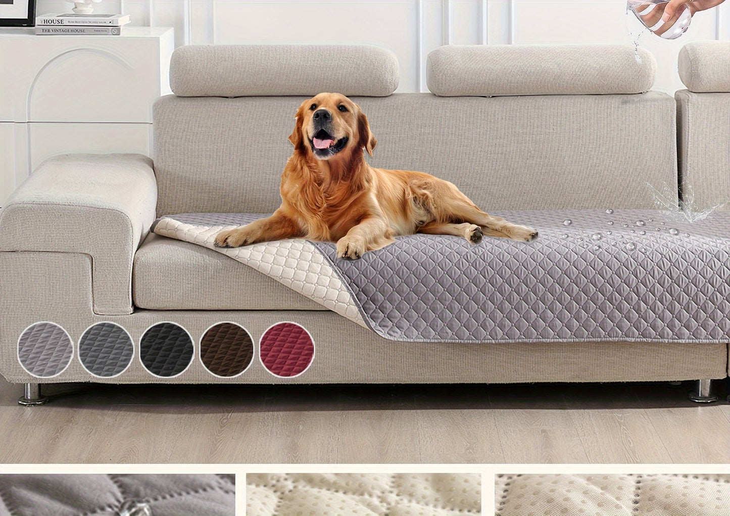 Waterproof & Non-Slip Dog Mattress Cover for Beds, Sofas, Cars | Super Soft Pet Blanket with Incontinence Protection | Machine Washable Furniture Protector Pad, Puppy Bedspread, Durable Dog Carpet