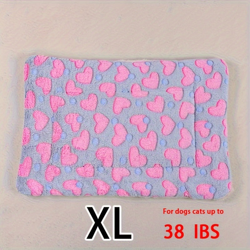 All-Season Dirt-Resistant Rectangular Pet Blanket - Comfortable Dog Paw Heart Print Pet Bed, 1pc