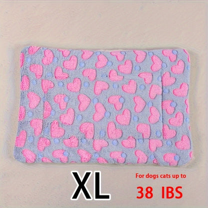 All-Season Dirt-Resistant Rectangular Pet Blanket - Comfortable Dog Paw Heart Print Pet Bed, 1pc