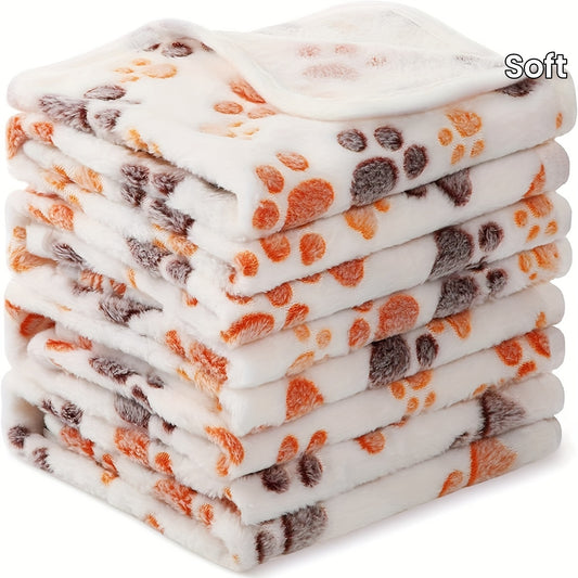1pcs Warm And Soft Pet Blanket With Paw Print Design For Dogs, Cats, And Guinea Pigs