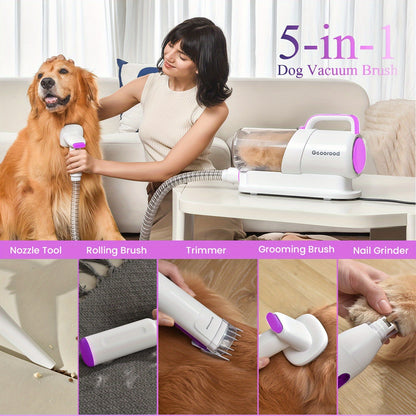 Dog Grooming Vacuum Kit with Pet Paws Grinding Tool, Electric Clipper And Dog Brush Work Quiet for Dogs And Cats At Home(purple), Pet Vacuum Grooming Kit, Dog Fur Vacuum, Dog Vacuum for Shedding Grooming, Pet Grooming Vacuum