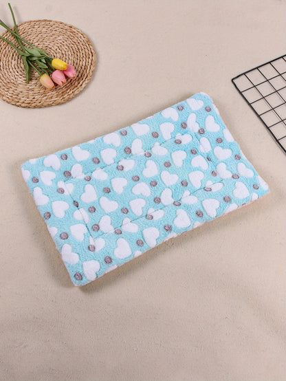 All-Season Dirt-Resistant Rectangular Pet Blanket - Comfortable Dog Paw Heart Print Pet Bed, 1pc