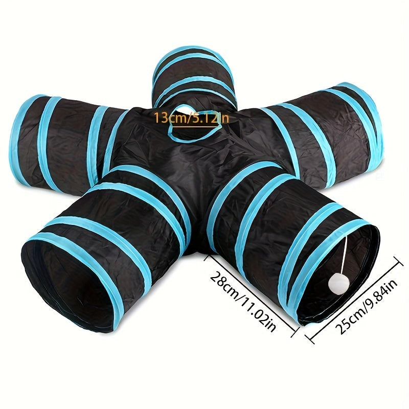 [Large Collapsible Cat Tunnel Play] Cat Tunnel For Indoor Cats Large With Play Ball 2/3/4/5 Way Collapsible Interactive Peek Hole Pet Tube Toys For Puppy, Kitty, Kitten, Rabbit