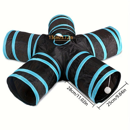 [Large Collapsible Cat Tunnel Play] Cat Tunnel For Indoor Cats Large With Play Ball 2/3/4/5 Way Collapsible Interactive Peek Hole Pet Tube Toys For Puppy, Kitty, Kitten, Rabbit