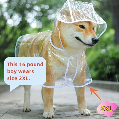 1pc Clear Transparent Hooded Pet Plastic Raincoat Poncho For Toy And Small Dogs And Cat Only Clothes
